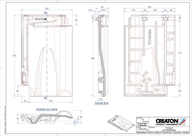 Termék CAD file TITANIA szellőző cserép LUEFTZ