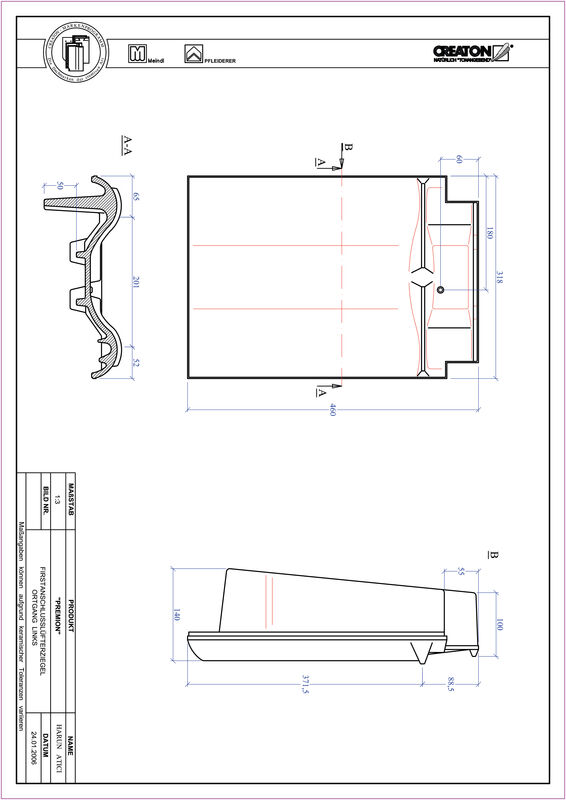 Termék CAD file PREMION taréjszellőző-szegélycserép, bal FALOGL