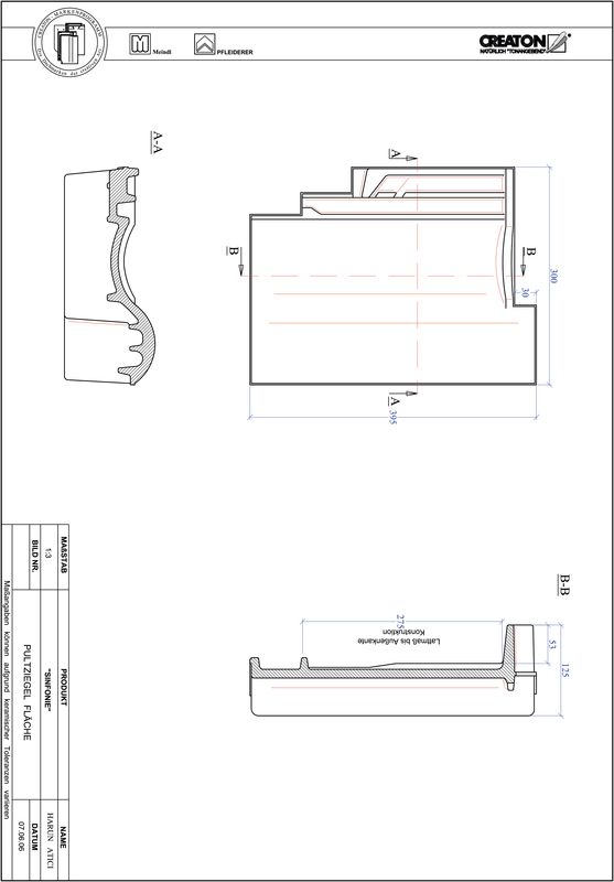 Termék CAD file SINFONIE félnyeregtető-cserép alap PULTFLA