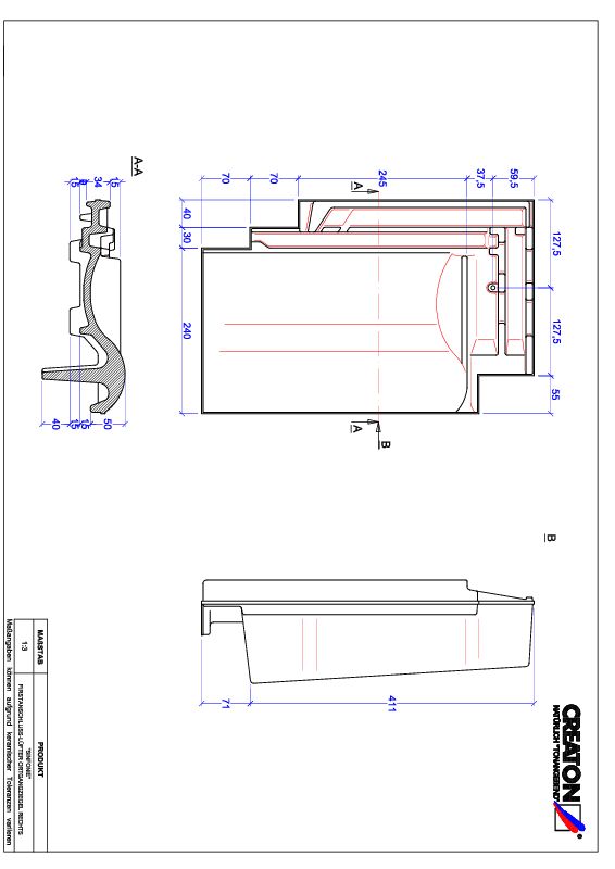 Termék CAD file SINFONIE taréjszellőző-szegélycserép, jobb FALOGR