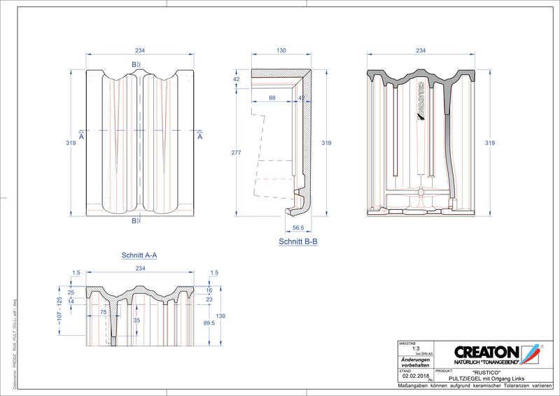 Termék CAD file RUSTICO félnyeregtető szegélycserép, bal PULTOGL