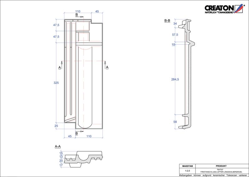 Termék CAD file RATIO kettőshullámú taréjszellőző félcserép FALLH