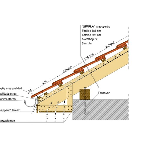 Termék műszaki rajz - Simpla eresz 2