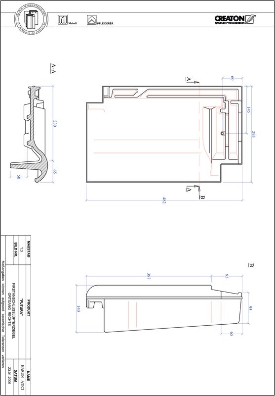 Termék CAD file FUTURA taréjszellőző-szegélycserép, jobb FALOGR
