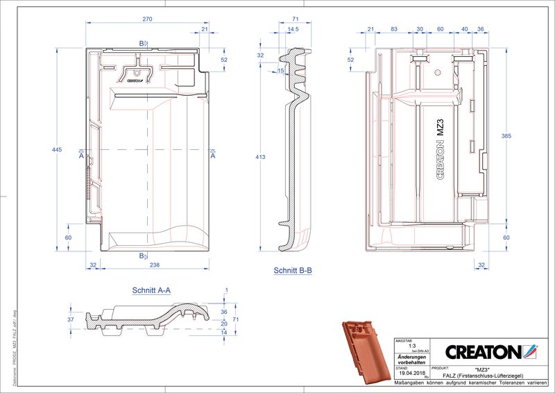 Termék CAD file MZ3 NEU taréjszellőző cserép FALZ