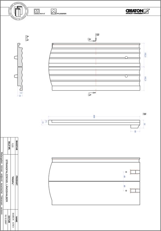 Termék CAD file PROFIL szegmensvágású STRANGFALZ-GEWELLT-LH