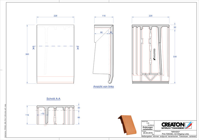 Termék CAD file MIKADO félnyeregtető szegélycserép, bal PULTOGL