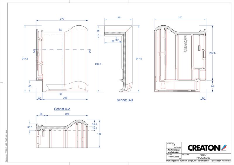 Termék CAD file MZ3 NEU félnyeregtető-cserép alap PULT