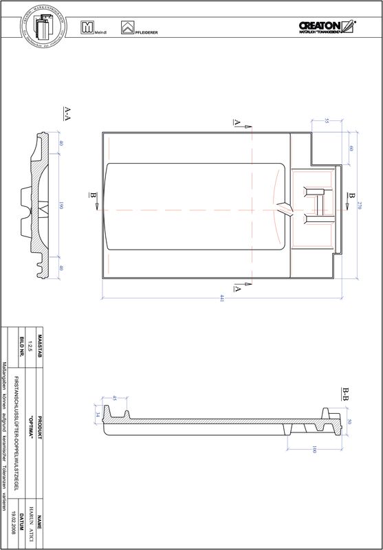 Termék CAD file OPTIMA kettőshullámú taréjszellőző cserép FALDWZ