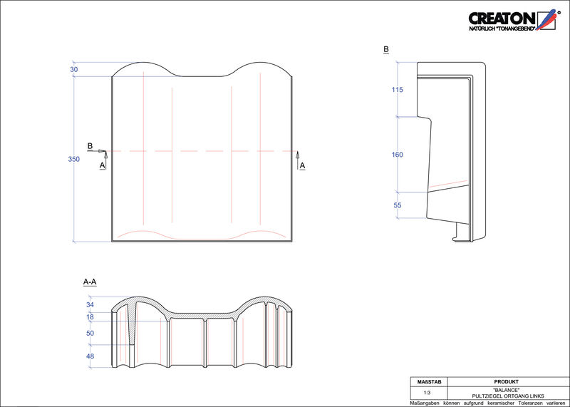 Termék CAD file BALANCE félnyeregtető szegélycserép, bal PULTOGL