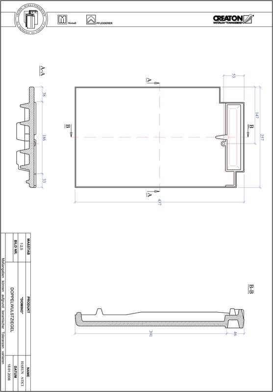 Termék CAD file DOMINO kettőshullámú cserép DWZ