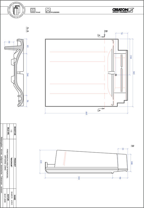 Termék CAD file MAGNUM taréjszellőző-szegélycserép, bal FALOGL
