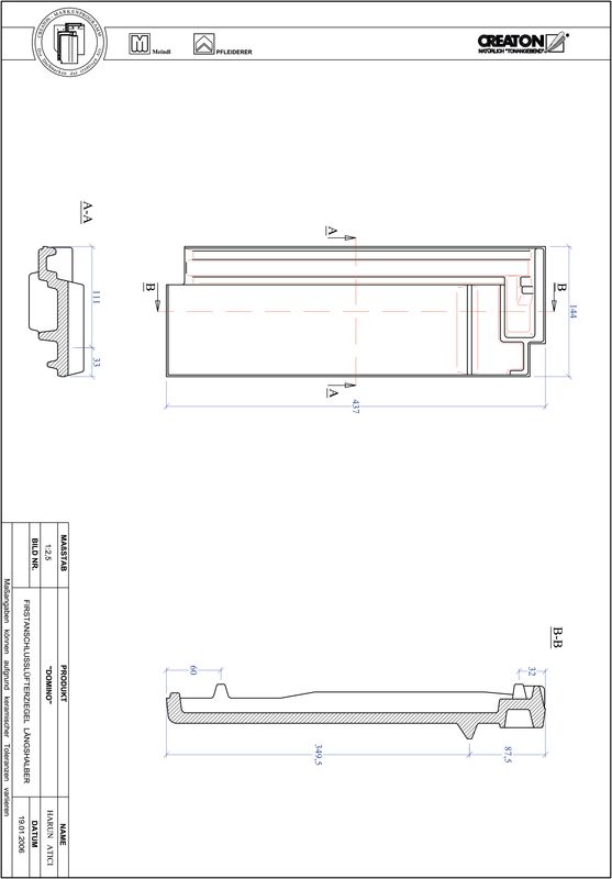 Termék CAD file DOMINO kettőshullámú taréjszellőző félcserép FALLH