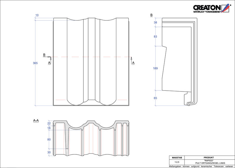 Termék CAD file RAPIDO félnyeregtető szegélycserép, bal PULTOGL