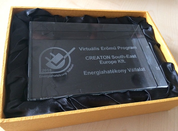"Energiahatékony Vállalat" díjban részesült a CREATON South-East Europe Kft.