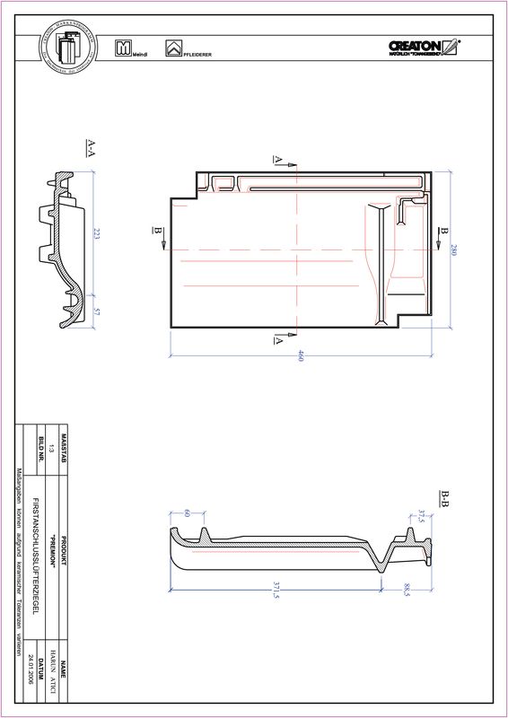 Termék CAD file PREMION taréjszellőző cserép FALZ