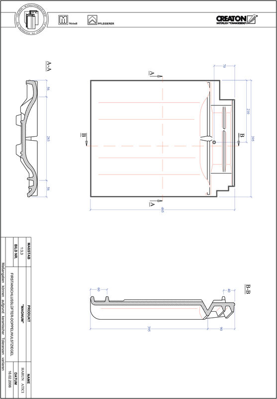 Termék CAD file MAGNUM kettőshullámú taréjszellőző cserép FALDWZ