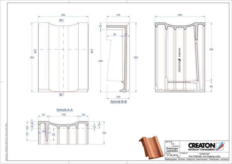 Termék CAD file CANTUS félnyeregtető szegélycserép, bal PULTOGL