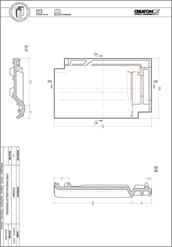 Termék CAD file FUTURA taréjszellőző cserép FALZ