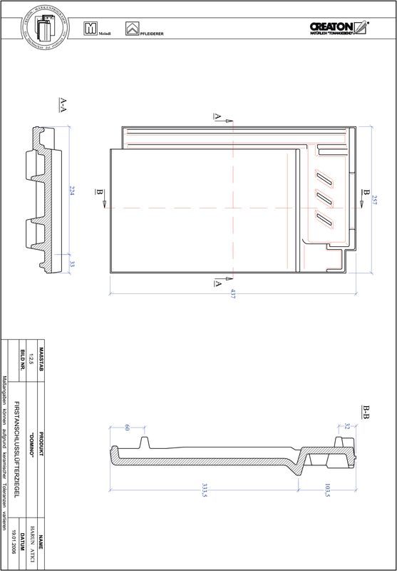 Termék CAD file DOMINO taréjszellőző cserép FALZ
