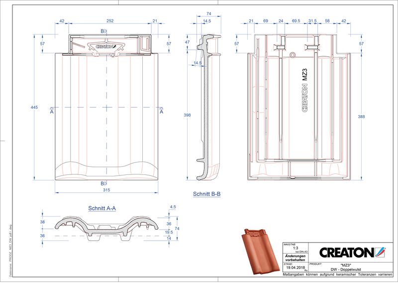 Termék CAD file MZ3 NEU kettőshullámú cserép DWZ