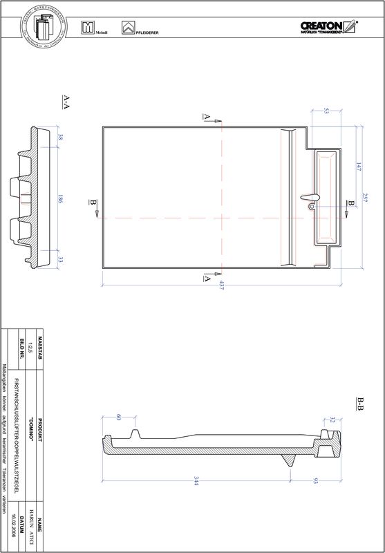 Termék CAD file DOMINO kettőshullámú taréjszellőző cserép FALDWZ