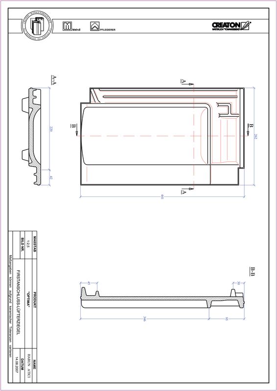 Termék CAD file OPTIMA taréjszellőző cserép FALZ