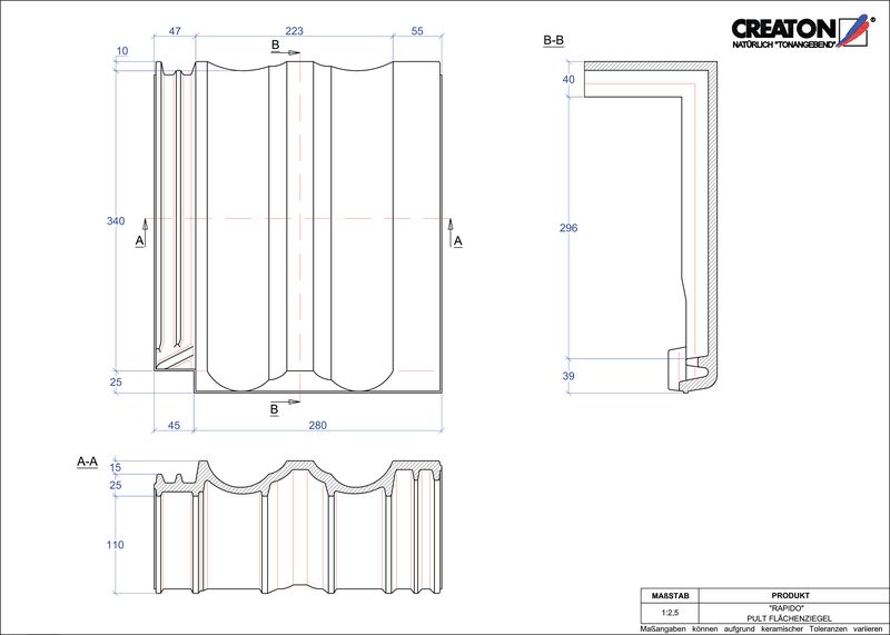 Termék CAD file RAPIDO félnyeregtető-cserép alap PULTFLA