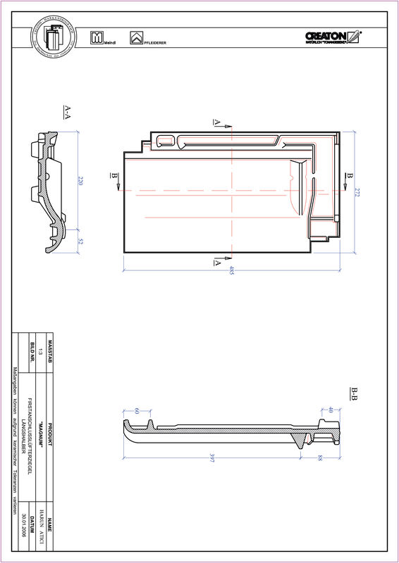 Termék CAD file MAGNUM kettőshullámú taréjszellőző félcserép FALLH