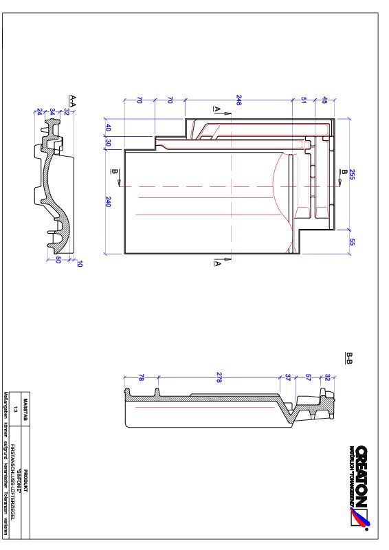 Termék CAD file SINFONIE taréjszellőző cserép FALZ