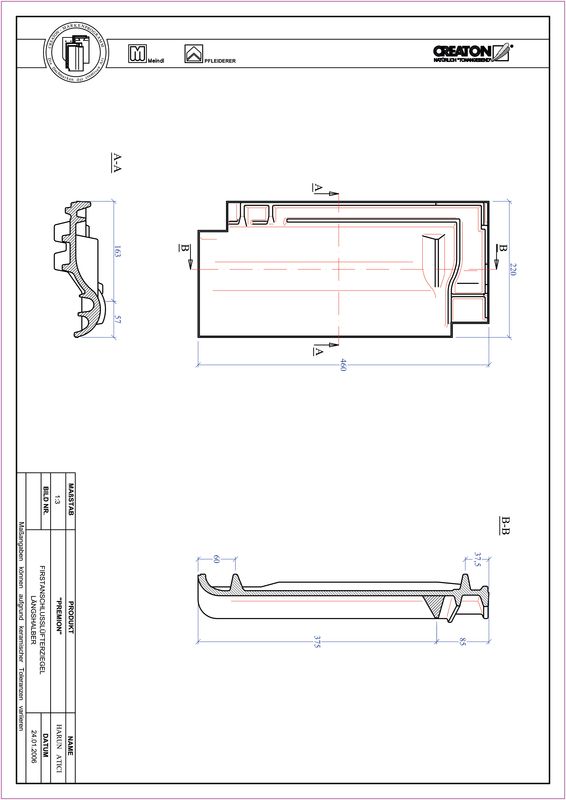 Termék CAD file PREMION kettőshullámú taréjszellőző félcserép FALLH