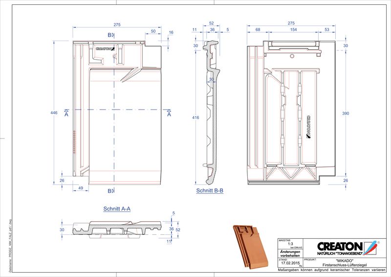 Termék CAD file MIKADO taréjszellőző cserép FALZ