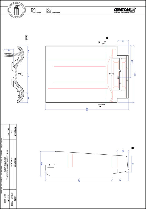 Termék CAD file FUTURA taréjszellőző-szegélycserép, bal FALOGL