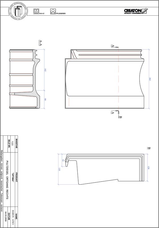 Termék CAD file OPTIMA  félnyeregtető szegélycserép, jobb PULTOGR
