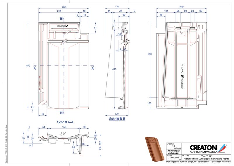 Termék CAD file CANTUS taréjszellőző-szegélycserép, jobb FALOGR
