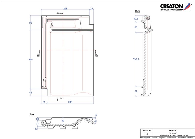 Termék CAD file BALANCE taréjszellőző cserép FALZ