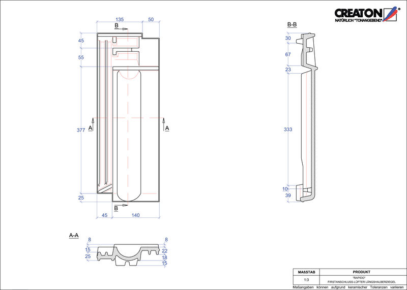 Termék CAD file RAPIDO kettőshullámú taréjszellőző félcserép FALLH