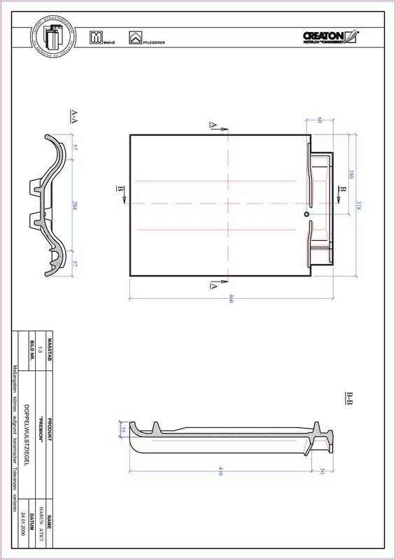 Termék CAD file PREMION kettőshullámú cserép DWZ