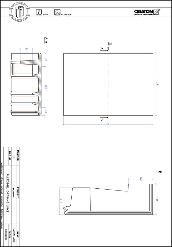 Termék CAD file DOMINO félnyeregtető szegélycserép, bal PULTOGL