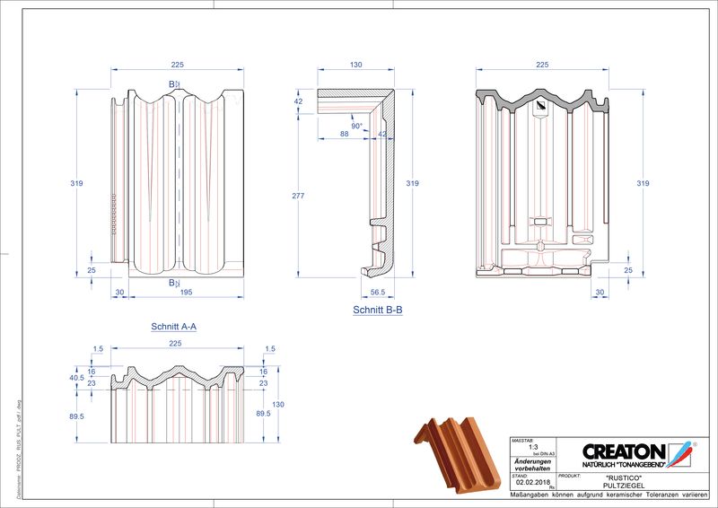 Termék CAD file RUSTICO félnyeregtető-cserép alap PULT