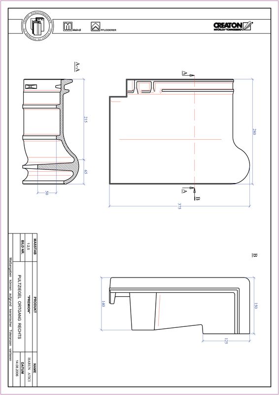 Termék CAD file PREMION  félnyeregtető szegélycserép, jobb PULTOGR