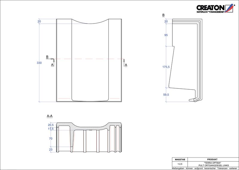 Termék CAD file OPTIMA félnyeregtető szegélycserép, bal PULTOGL