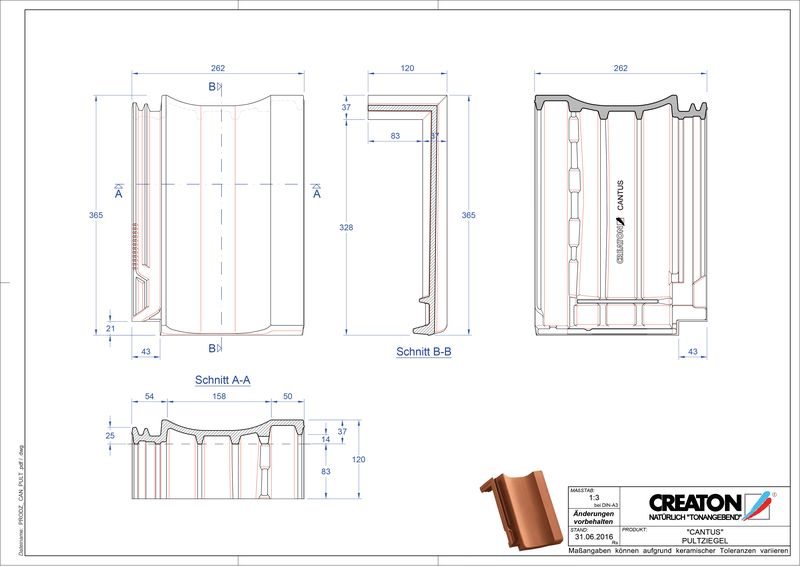 Termék CAD file CANTUS félnyeregtető-cserép alap PULT