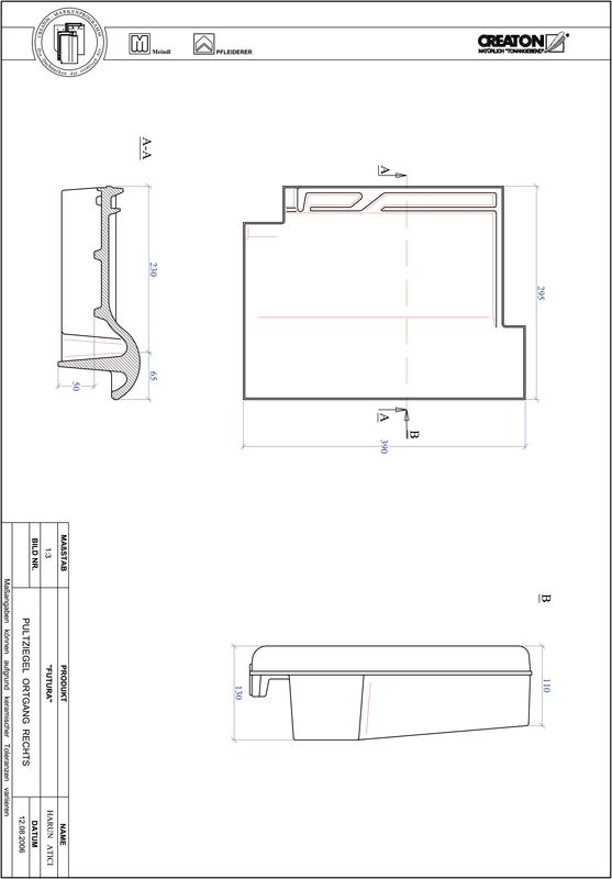 Termék CAD file FUTURA  félnyeregtető szegélycserép, jobb PULTOGR