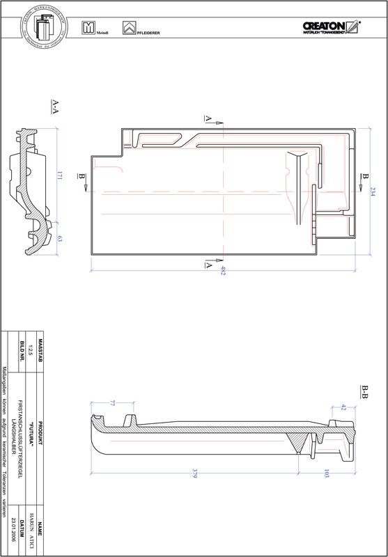 Termék CAD file FUTURA kettőshullámú taréjszellőző félcserép FALLH