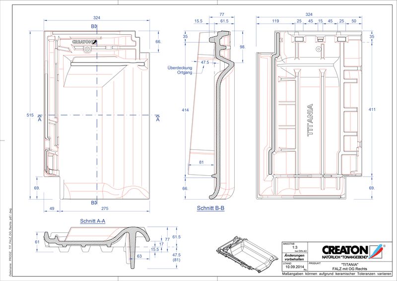 Termék CAD file TITANIA taréjszellőző-szegélycserép, jobb FALOGR
