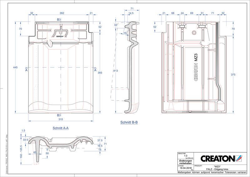Termék CAD file MZ3 NEU taréjszellőző-szegélycserép, bal FALOGL